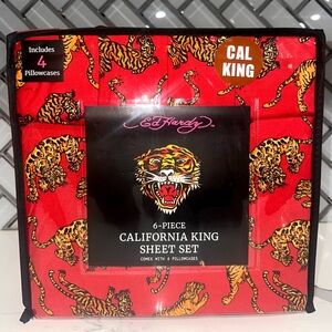 *LIMITED EDITION* Ed Hardy Cal King Red Tiger Sheet Set
